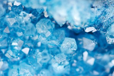 Güzel doku mavi kristaller. Mineral onun doğal arka plan bulanık. Kış güzel arka plan. Makro bakış.