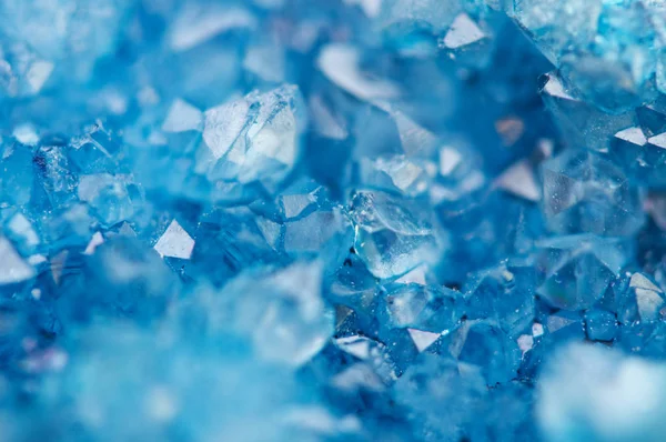 Bella Texture Cristalli Blu Minerale Suo Sfondo Naturale Sfocato Inverno — Foto Stock