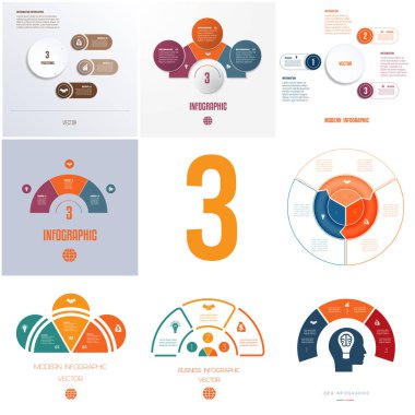 Evrensel şablonları öğelerini Infographics kavramsal döngüsel işlemler için 3 öğe iş akışı, afiş, diyagram, web tasarım için kullanmak mümkün.