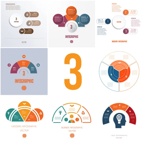 Elementos Plantillas Universales Infografías Procesos Cíclicos Conceptuales Para Posiciones Posibles — Archivo Imágenes Vectoriales