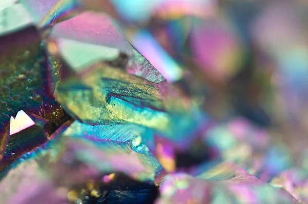 Beautiful Colorful Background Thin Layer Titanium Surface Quartz Macro — Stock Photo, Image