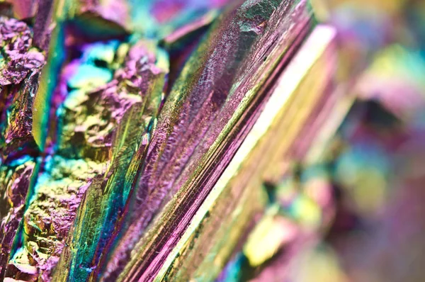 Beautiful Colorful Background Thin Layer Titanium Surface Quartz Macro — Stock Photo, Image