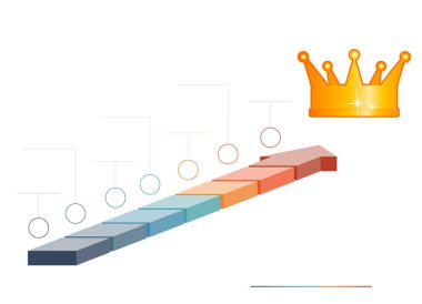 Şablon Infographics gelen 7 parçalar renkli oklar. 