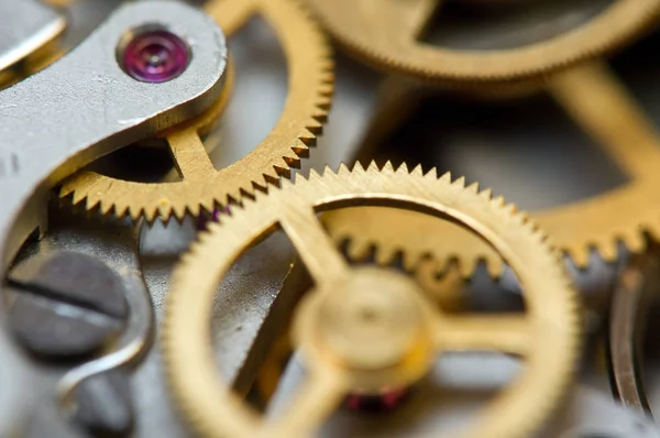 Fondo Con Ruedas Dentadas Metal Mecanismo Reloj Foto Conceptual Para — Foto de Stock