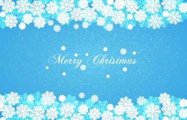 Mavi yeni yıl arka plan beyaz kar taneleri ile. Kar yağışı.