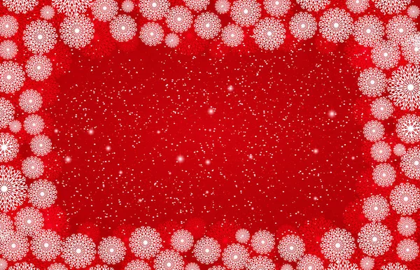 Snöflingor Gränsen Blizzard Snöfall Snö Sky Natt Mall Röd Bakgrund — Stockfoto