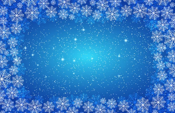 Schneeflocken Der Grenze Schneesturm Schneefall Schnee Himmel Nacht Blaue Hintergrundvorlage — Stockfoto