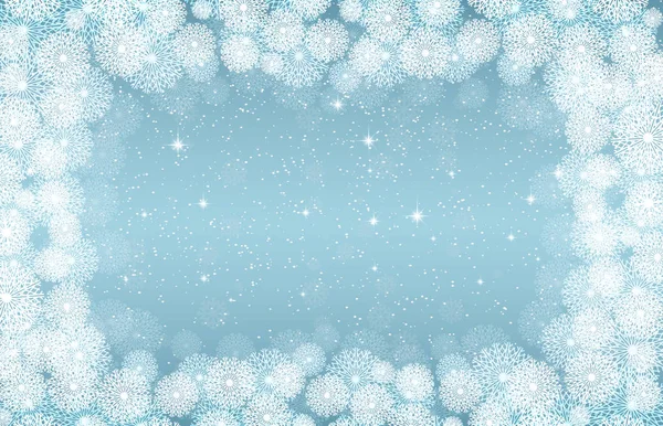 Schneeflocken Der Grenze Schneesturm Schneefall Schnee Himmel Nacht Hellblaue Hintergrundvorlage — Stockfoto
