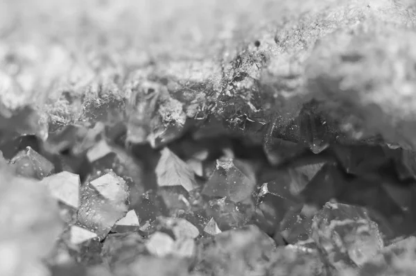 Fondo Blanco Negro Superficie Los Cristales Primer Plano Macro — Foto de Stock