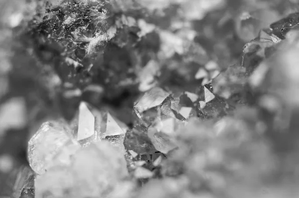 Fondo Blanco Negro Superficie Los Cristales Primer Plano Macro — Foto de Stock