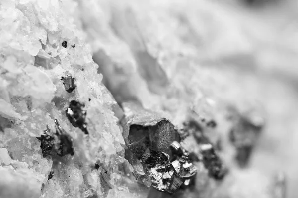 Crystals Rhodochrosite Particles Pyrite Black White Texture Mineral Background Macro — Stock Photo, Image