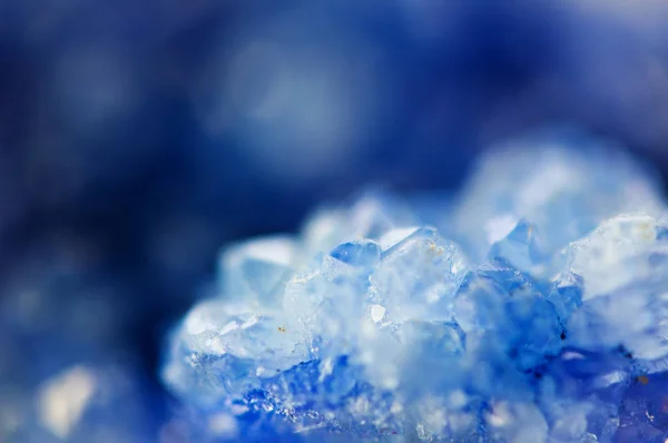 Invierno Hermoso Fondo Hermosos Cristales Azules Disparos Macro — Foto de Stock