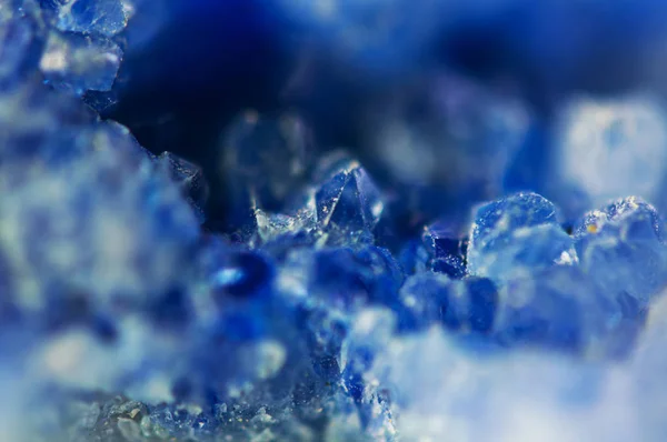 Télen Gyönyörű Háttér Gyönyörű Kék Kristályok Makró Felvétel — Stock Fotó