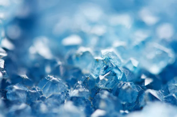 Beautiful Texture Blue Crystals Mineral Its Blurred Natural Background Winter — Stock Photo, Image