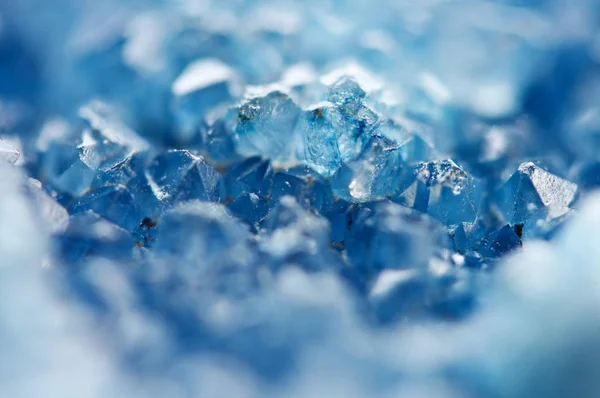 Hermosa Textura Cristales Azules Mineral Fondo Natural Borroso Invierno Hermoso — Foto de Stock