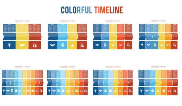 Plantillas Para Línea Tiempo Infografía Flechas Coloridas Numeradas Para Posiciones — Archivo Imágenes Vectoriales