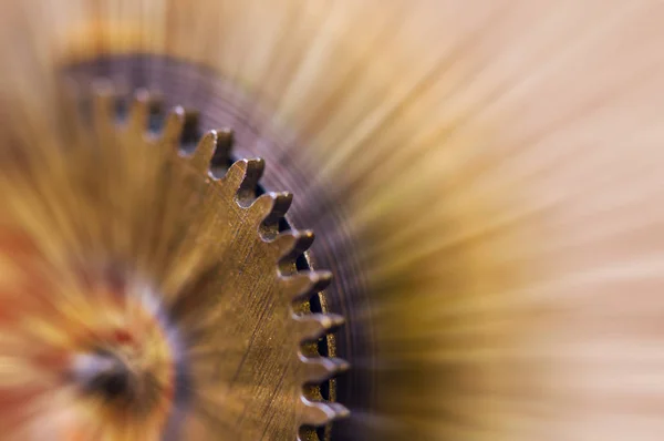 Metallo Cogwheels Meccanismo Orologio Raggi Sole Astratti Concetto Movimento Vita — Foto Stock
