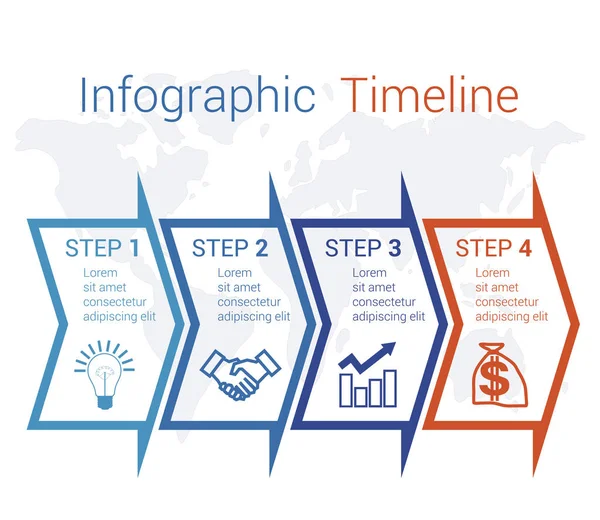 Timeline Infographic Pijlen Kaart Genummerd Voor Posities Kunnen Worden Gebruikt — Stockvector