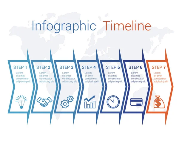 Инфографические Стрелки Карте Номером Могут Использованы Рабочего Процесса Баннера Диаграммы — стоковый вектор