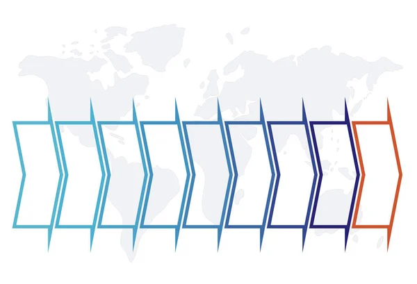 Linha Tempo Infográfico Setas Azuis Laranja Mapa Para Posições Pode — Fotografia de Stock
