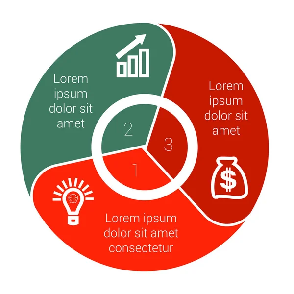 Výsečového Grafu Datové Prvky Pro Šablony Infografiky Třemi Pozice Oblast — Stockový vektor