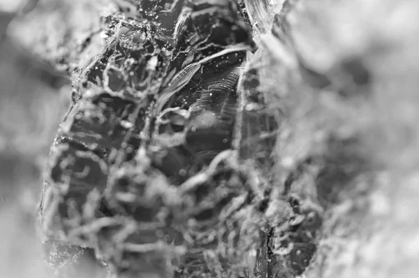 Photo en noir et blanc, texture en cristal naturel. Macro . — Photo