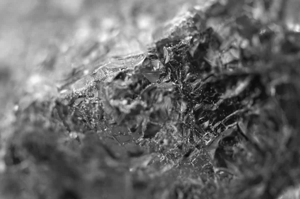 Foto en blanco y negro, textura de cristal natural. Macro . — Foto de Stock