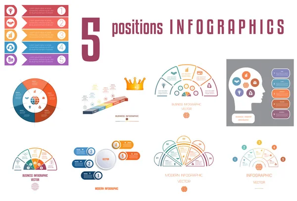 Set 9 universelle Vorlagen Elemente Infografiken — Stockvektor