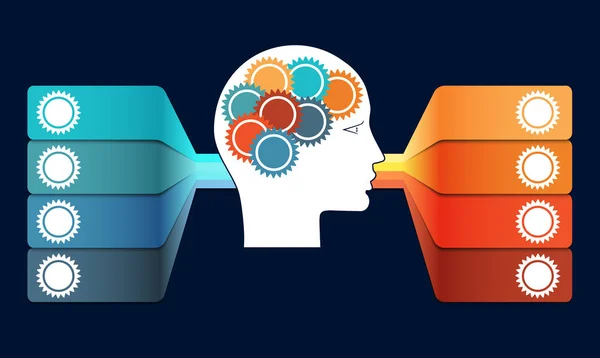 Infografika z zębatkami w głowie i kolorowych pasków. Szablon Wi — Zdjęcie stockowe