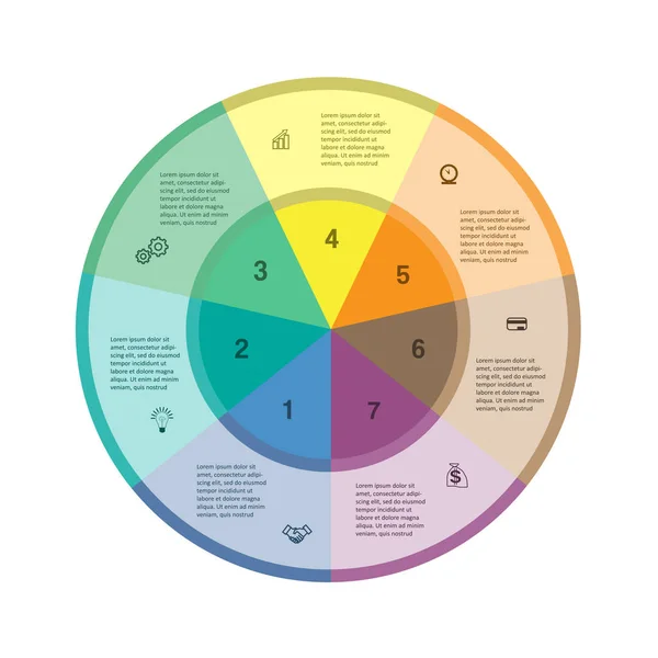 İnfografikler için şablon. İş projesi. Renkli yüzük. 7 — Stok Vektör