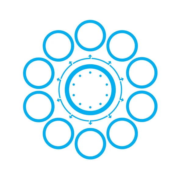 Template for infographics on 10 positions. Circles arranged in a — Stock Photo, Image