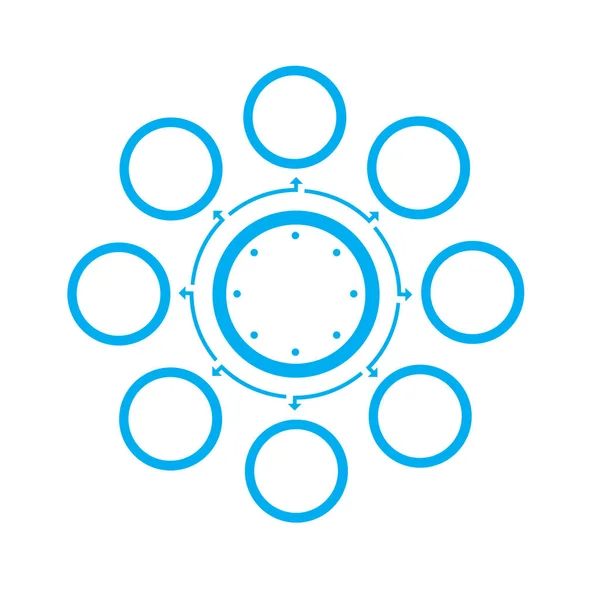 Template for infographics on 8 positions. Circles arranged in a — Stock Photo, Image