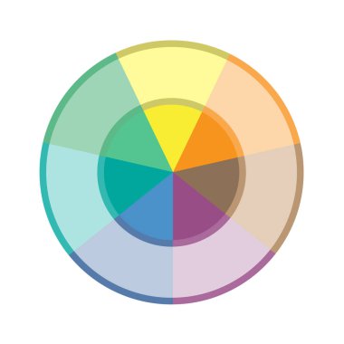 7 pozisyon için Bilgi Grafiği Şablonu. Renkli alan grafiği. Beyaz