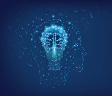 Mavi backgroun üzerinde üçgenler ve noktaların çokgen illüstrasyon