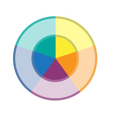 5 pozisyon için Bilgi Grafiği Şablonu. Renkli alan grafiği. Beyaz