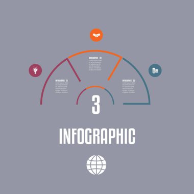 Renkli çizgilerden Bilgi Grafiği Şablonu Yarım daire metin ile a