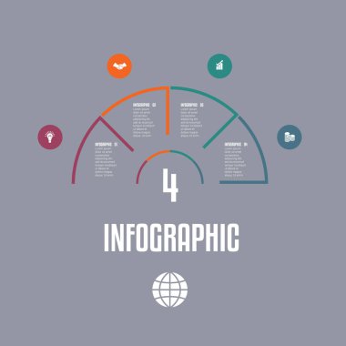 Renkli çizgilerden Bilgi Grafiği Şablonu Yarım daire metin ile a