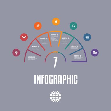 Renkli çizgilerden Bilgi Grafiği Şablonu Yarım daire metin ile a