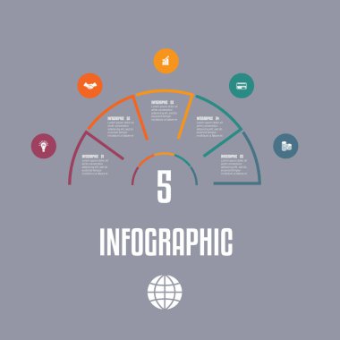 Renkli çizgilerden Bilgi Grafiği Şablonu Yarım daire metin ile a