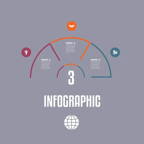 Infographic Template from colourful lines Semicircle with text a — Stock Vector