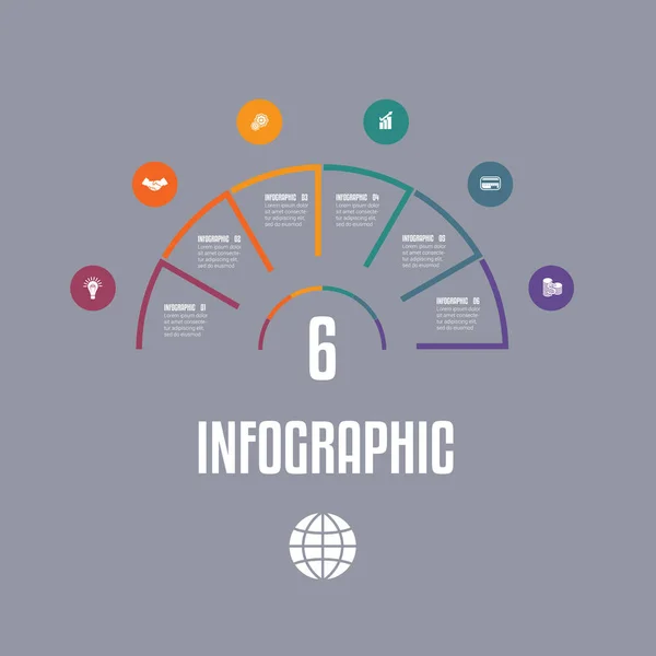 Infographic Template from colourful lines Semicircle with text a — Stock Vector