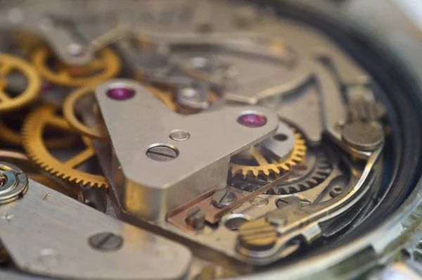 Clockwork, gears in an old watch. Teamwork concept, idea, techno — Stock Photo, Image