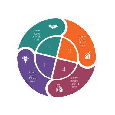 İnfografik dairesel döngüsel işlem 4. Renkli pastadan şablon