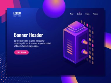 Neon aydınlatma, vektör çizim ile soyut teknoloji banner