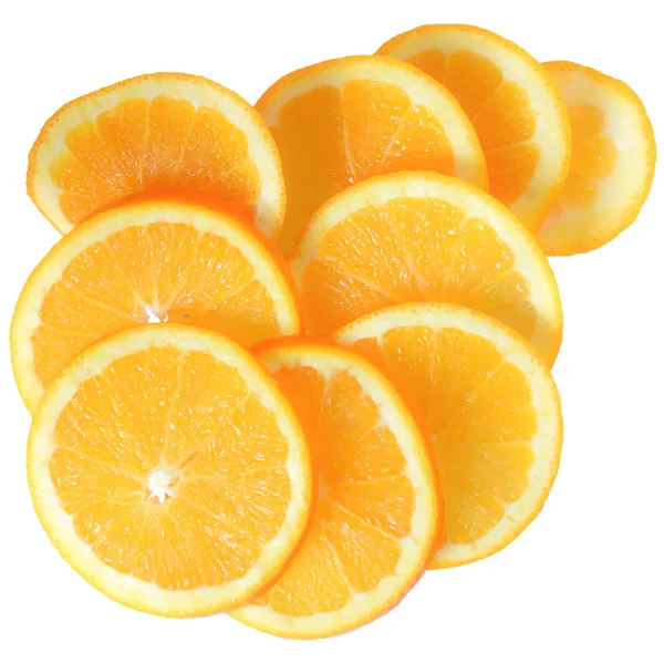 Ώριμη Φέτα Πορτοκάλι Κάτοψη Λευκό Φόντο — Φωτογραφία Αρχείου