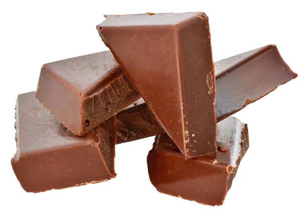 Cubos Chocolate Aislados Sobre Fondo Blanco — Foto de Stock