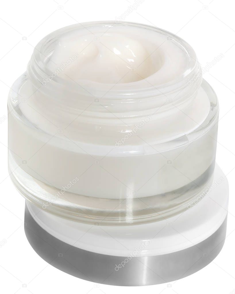 Jar with a cream isolated on a white background.