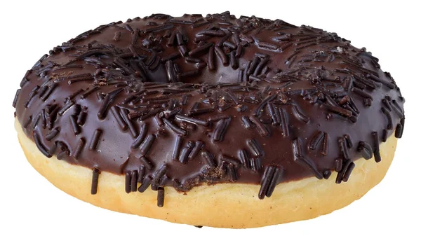 Choklad Glaserade Donut Med Choklad Chips Isolerade Vit Bakgrund — Stockfoto