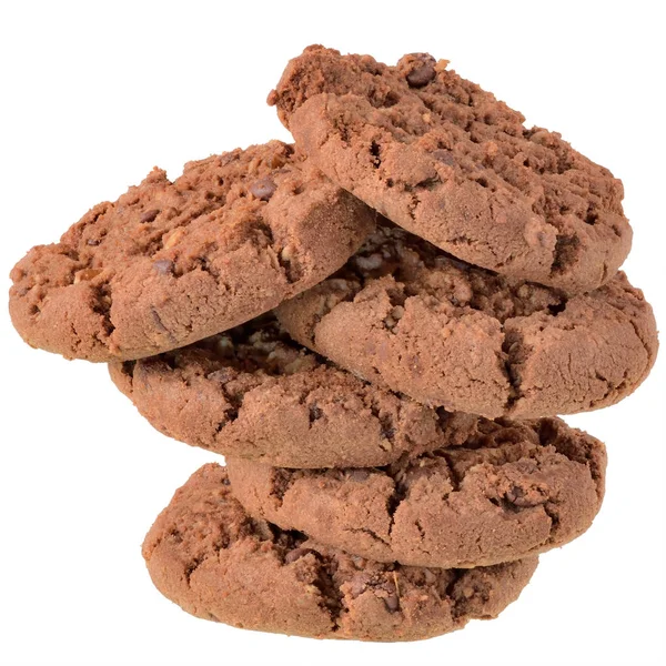 Runde Müslikekse Mit Schokolade Isoliert Auf Weißem Hintergrund — Stockfoto