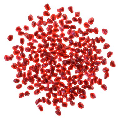 Nar beyaz arka plan üzerinde izole dağınık tahıl en iyi Manzaralı.